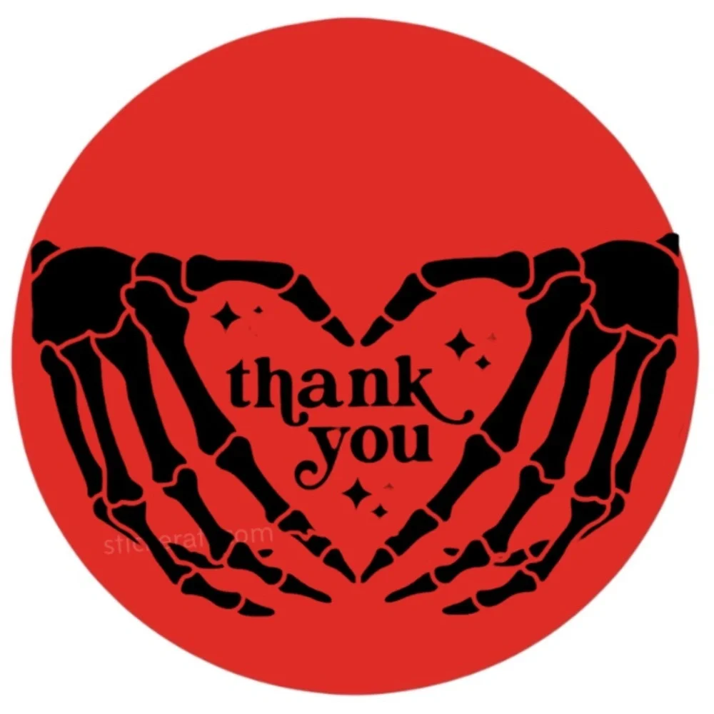 skeleton Heart Hands Envelope Seal, Halloween stickersThank You Envelope Seals